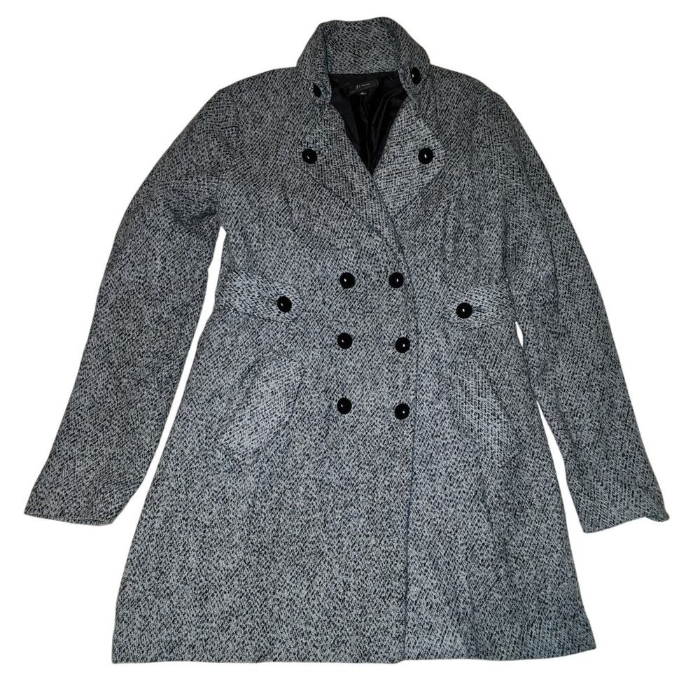 B Wear double-breasted Black White Marled Tweed Jacket Medium